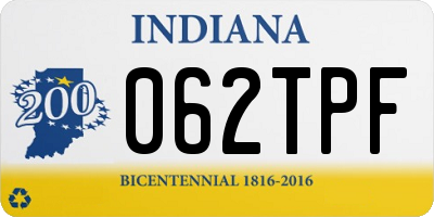 IN license plate 062TPF