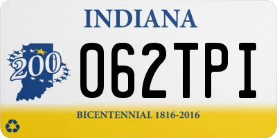 IN license plate 062TPI