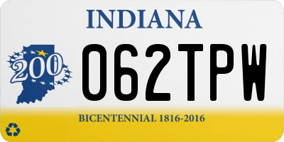 IN license plate 062TPW
