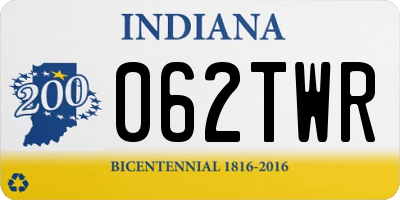 IN license plate 062TWR