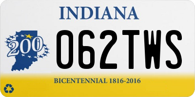 IN license plate 062TWS