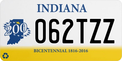 IN license plate 062TZZ