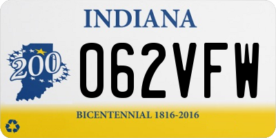 IN license plate 062VFW
