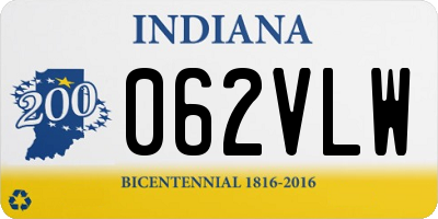 IN license plate 062VLW