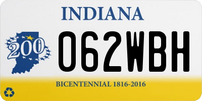IN license plate 062WBH