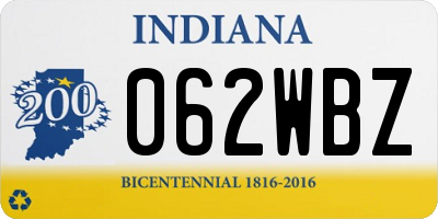 IN license plate 062WBZ