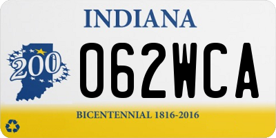 IN license plate 062WCA