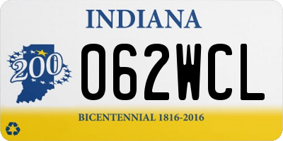 IN license plate 062WCL