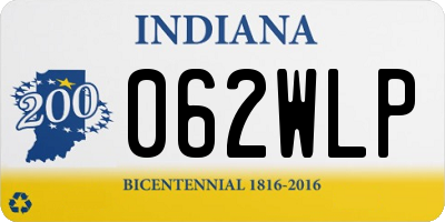 IN license plate 062WLP