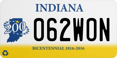 IN license plate 062WON