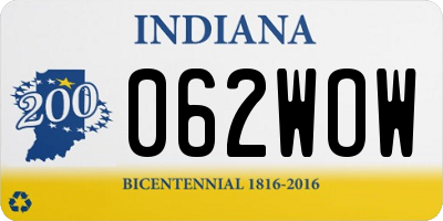 IN license plate 062WOW