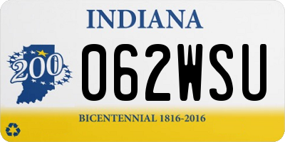 IN license plate 062WSU