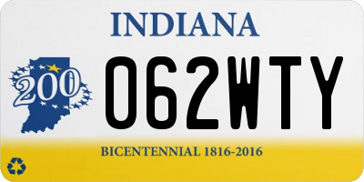 IN license plate 062WTY