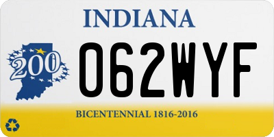 IN license plate 062WYF