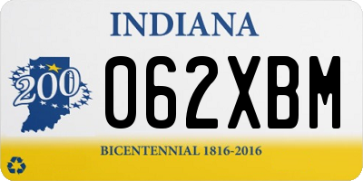 IN license plate 062XBM