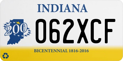 IN license plate 062XCF