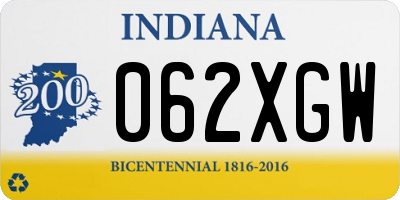 IN license plate 062XGW