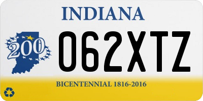 IN license plate 062XTZ