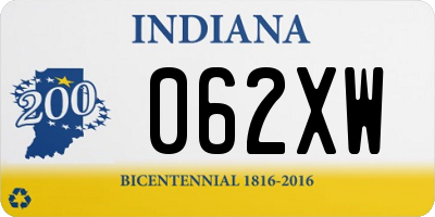 IN license plate 062XW