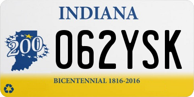 IN license plate 062YSK