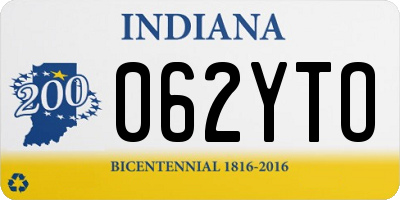IN license plate 062YTO