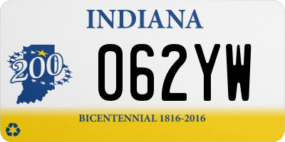 IN license plate 062YW