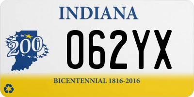 IN license plate 062YX