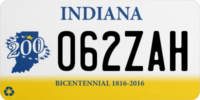 IN license plate 062ZAH