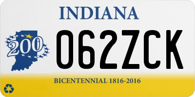IN license plate 062ZCK