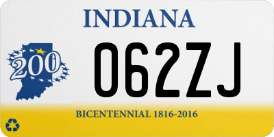 IN license plate 062ZJ