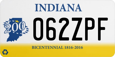 IN license plate 062ZPF