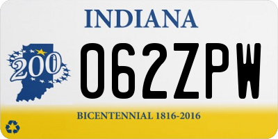 IN license plate 062ZPW