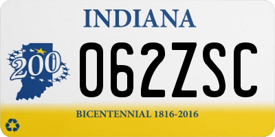 IN license plate 062ZSC