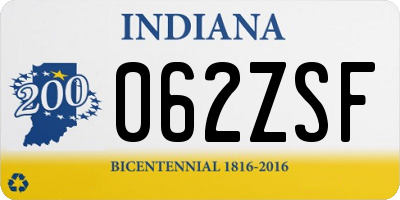 IN license plate 062ZSF