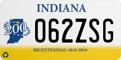 IN license plate 062ZSG
