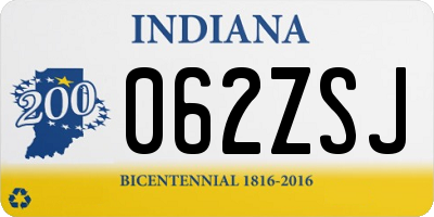 IN license plate 062ZSJ