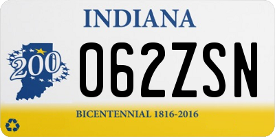IN license plate 062ZSN