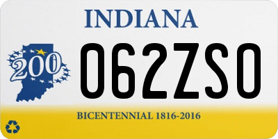 IN license plate 062ZSO
