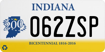 IN license plate 062ZSP