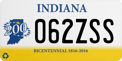 IN license plate 062ZSS