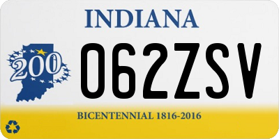 IN license plate 062ZSV