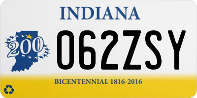 IN license plate 062ZSY