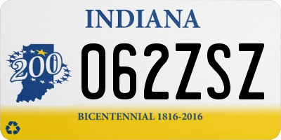 IN license plate 062ZSZ