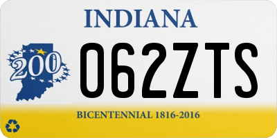 IN license plate 062ZTS