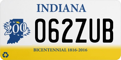 IN license plate 062ZUB
