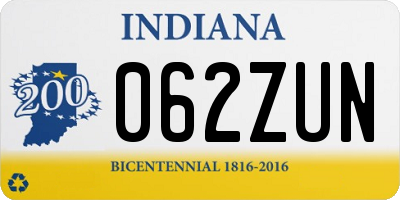 IN license plate 062ZUN