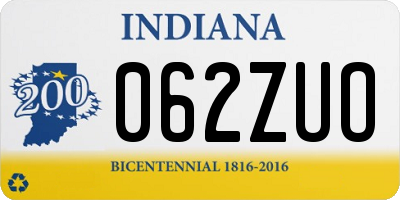 IN license plate 062ZUO