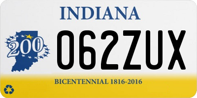 IN license plate 062ZUX