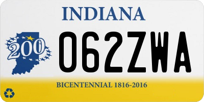 IN license plate 062ZWA