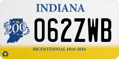 IN license plate 062ZWB